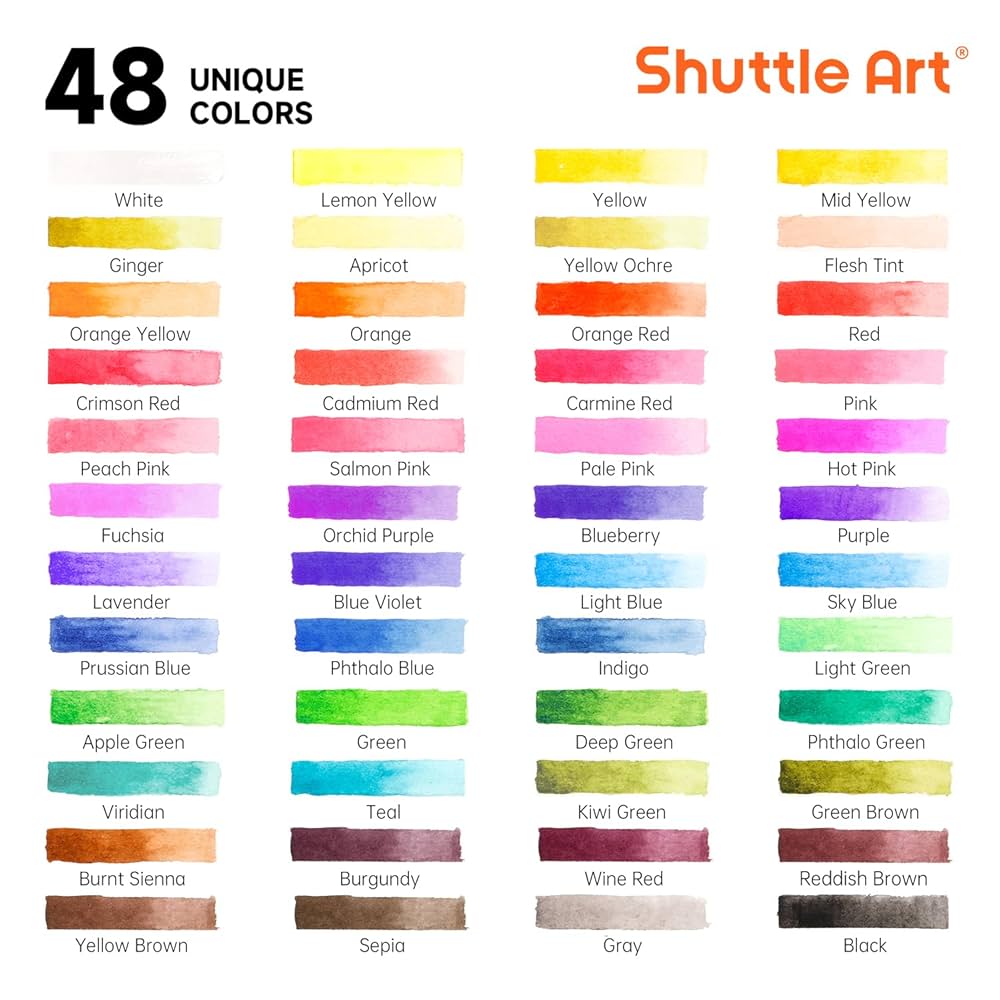 Amazon | Shuttle Art 固形水彩 48色セット 固体水彩絵の具